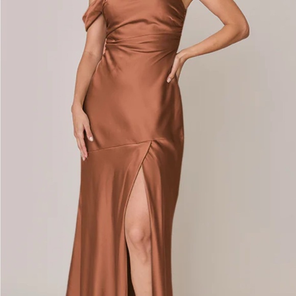 Revelry Livvy Copper Satin Bridesmaid Dress - Picture 1 of 2